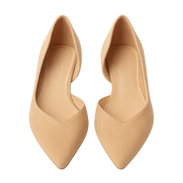 nude, beige pointed flat